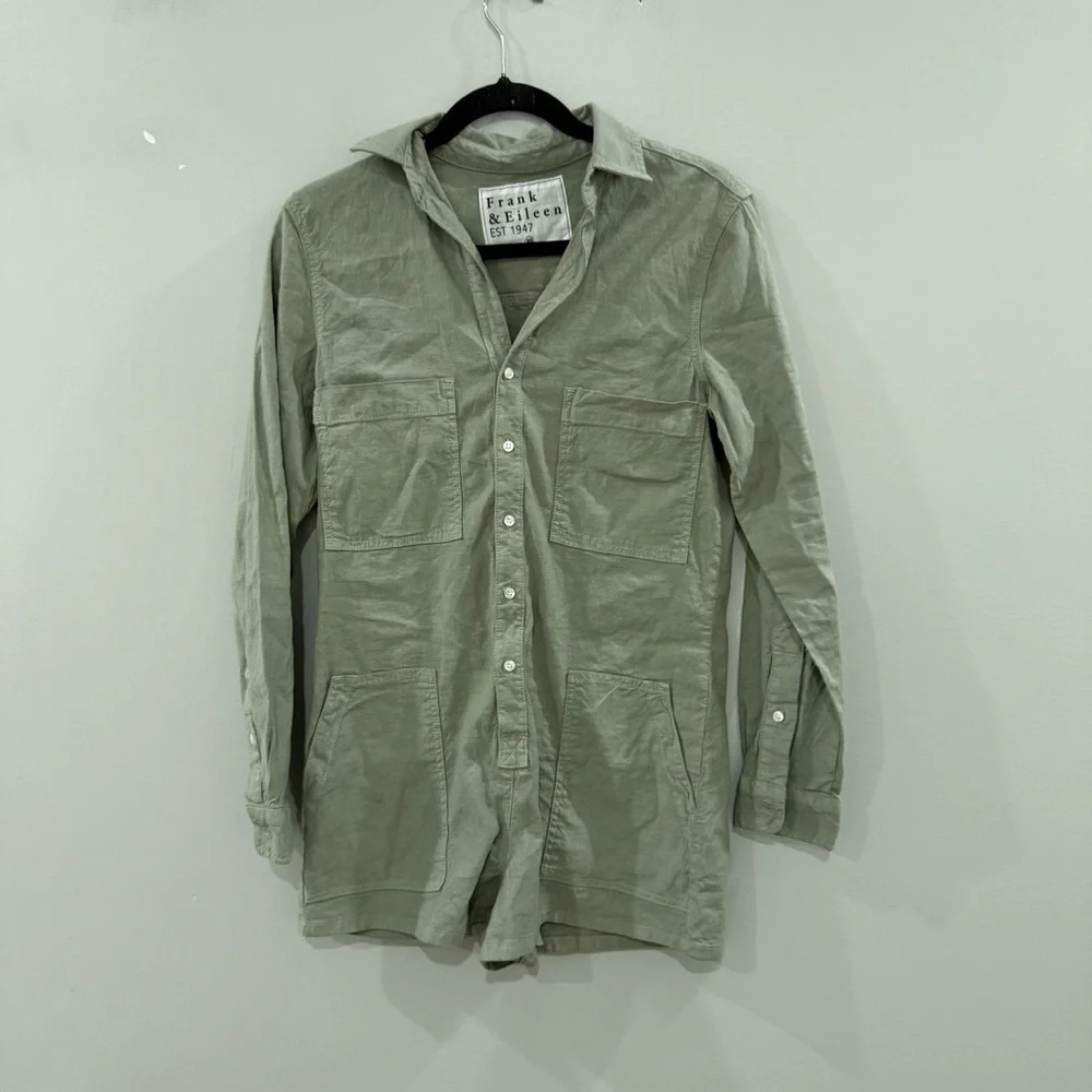 Frank & Eileen Romper Ireland Playsuit Button Down in Sage Green